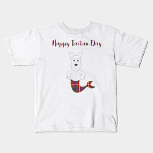 Airedale Terrier puppy in Traditional Tartan Costume  National Tartan Day Kids T-Shirt